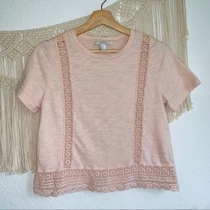 Forever 21 Blush Tee with Crochet Lace Detail
